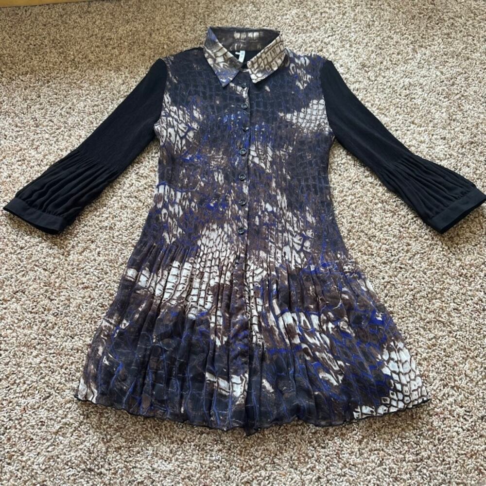 Lindi Accordion Pleat Bubble-Sleeve/Flare Dress Tunic Boho Whimsigoth Women Sz S